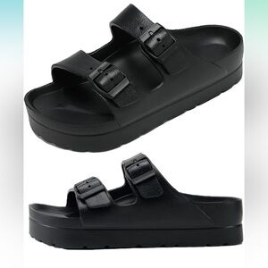 Black Double Strap Sandals ( 9)